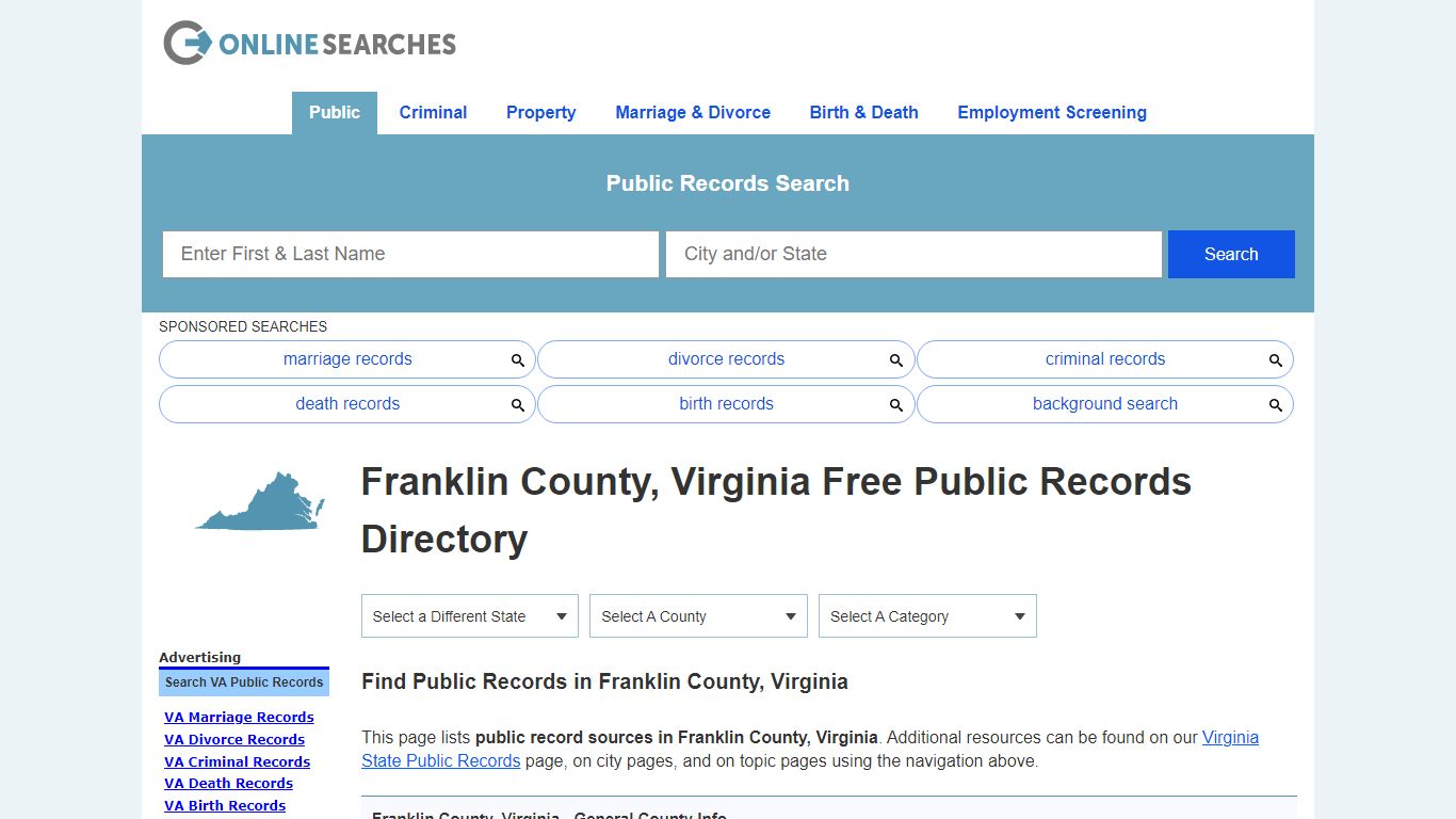 Franklin County, Virginia Public Records Directory